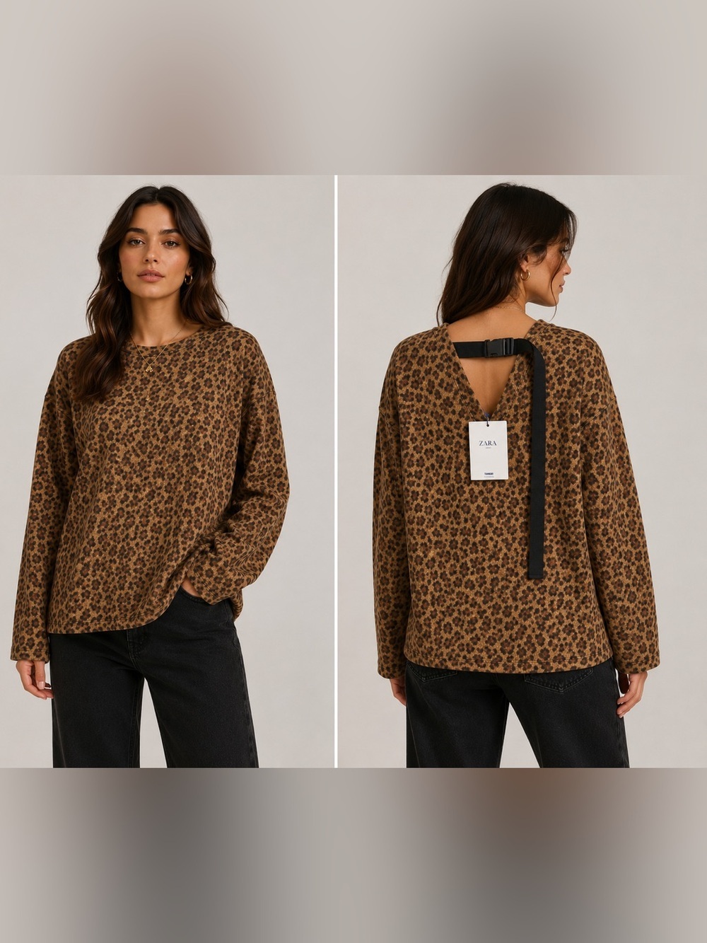 ZARA Leopard Print Top – Effortless Statement Piece Size M NWT - Picture 3 of 3